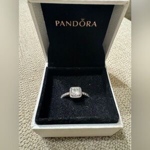 Pandora Square Sparkle Halo Ring